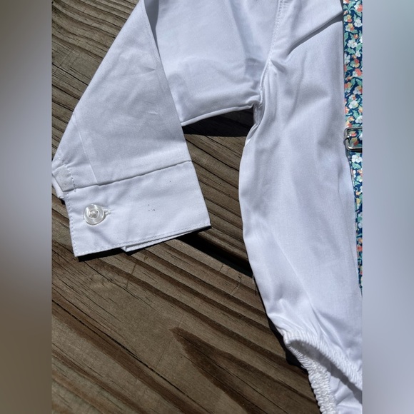 Infant Baby Toddler 12M 4 piece Izod White and Blue Suspenders matching set - Picture 5 of 10